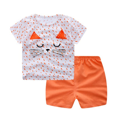 DoodleDelight Baby Boy Summer Clothes: Vibrant Cartoon T-shirt Sets