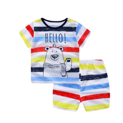 DoodleDelight Baby Boy Summer Clothes: Vibrant Cartoon T-shirt Sets