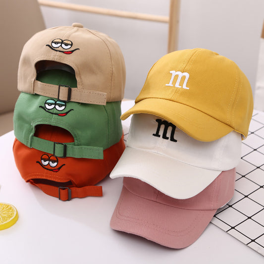 KidKool Baseball Cap: Boy Letter M Embroidered Children's Cotton Spring and Autumn Hat Cap