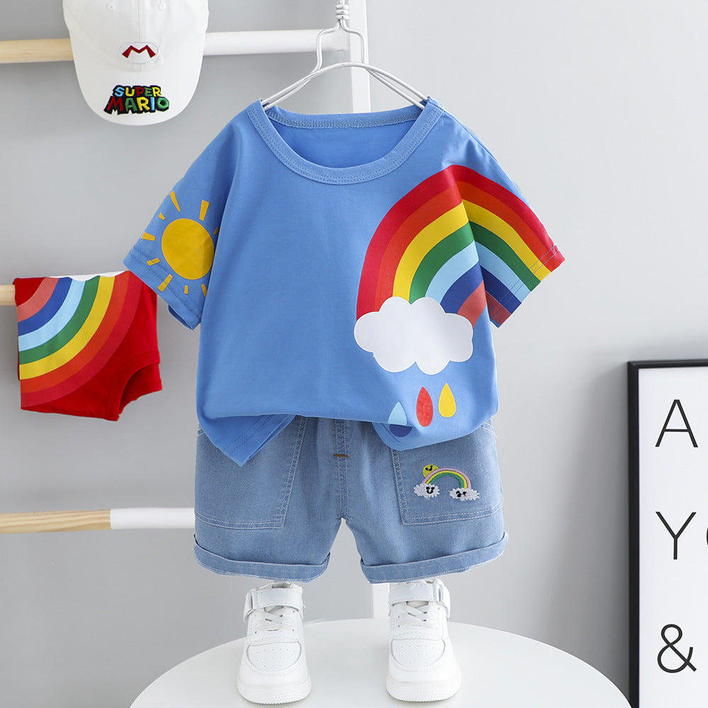 Trendy Tot's Duo Set: Baby Handsome Summer Suit for Little Gents