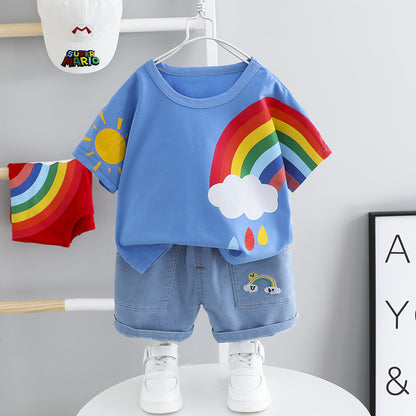 Trendy Tot's Duo Set: Baby Handsome Summer Suit for Little Gents