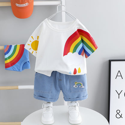 Trendy Tot's Duo Set: Baby Handsome Summer Suit for Little Gents