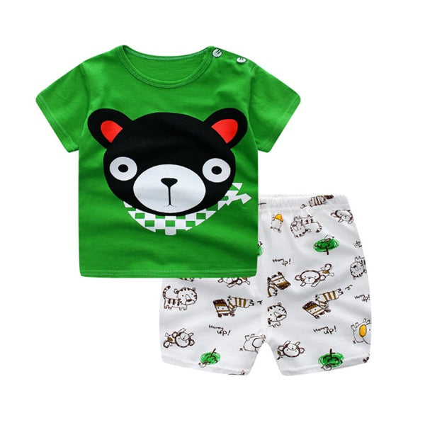 DoodleDelight Baby Boy Summer Clothes: Vibrant Cartoon T-shirt Sets