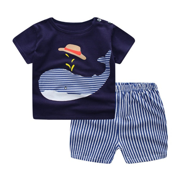 DoodleDelight Baby Boy Summer Clothes: Vibrant Cartoon T-shirt Sets