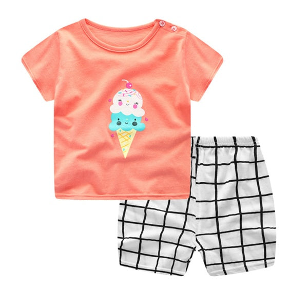 DoodleDelight Baby Boy Summer Clothes: Vibrant Cartoon T-shirt Sets