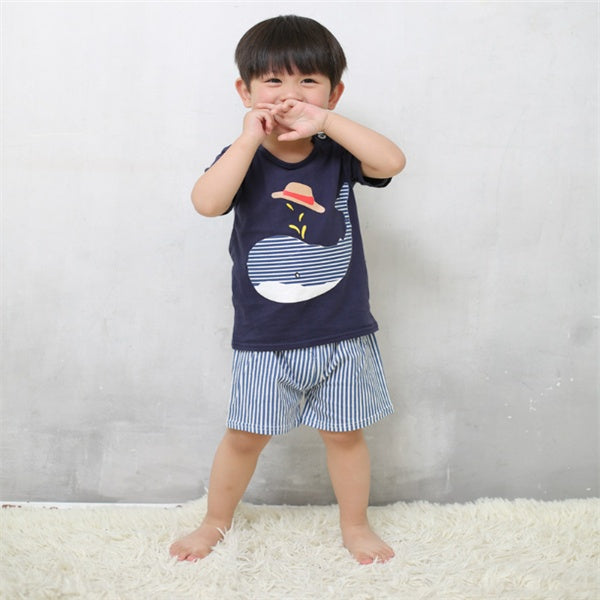 DoodleDelight Baby Boy Summer Clothes: Vibrant Cartoon T-shirt Sets